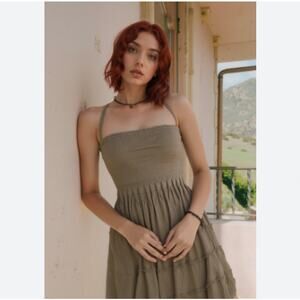 Free People Extratropical Boho Hippie Chic Maxi Dress  – Size Medium – Green